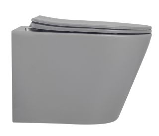 Подвесной унитаз ABBER Bequem AC1102MG безободковый серый матовый